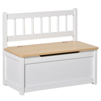 Easycomfort Cassapanca per Bambini 2 in 1 in Legno con Pistone per Chiusura Sicura, 60x30x50cm Bianco e Legno Naturale