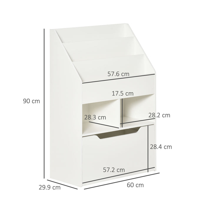 Easycomfort Piccola Libreria per Bambini con Ripiani e Cassetto in MDF, 60x29.9x90cm, Bianco