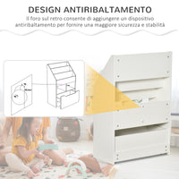 Easycomfort Piccola Libreria per Bambini con Ripiani e Cassetto in MDF, 60x29.9x90cm, Bianco