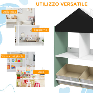 Easycomfort Scaffale Portagiochi per Bambini con Ripiani e Cassetti Rimovibili, Verde