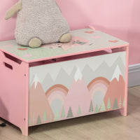 EasycomfortZONEKIZ Baule Portagiochi per Bambini con Coperchio e Cerniera di Sicurezza in MDF, 60x37x39cm, Rosa