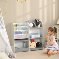 Easycomfort Scaffale Portagiochi per Bambini con Ripiani in Legno, 85x26x84cm, Grigio