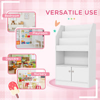 Easycomfort Scaffale Portagiochi per Bambini con Libreria e Armadietto in Legno, 60x29.5x100cm, Bianco