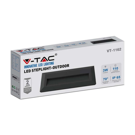 Faretto led 3W segnapasso a incasso Step Light Black Body Round Oquectangular 4000K