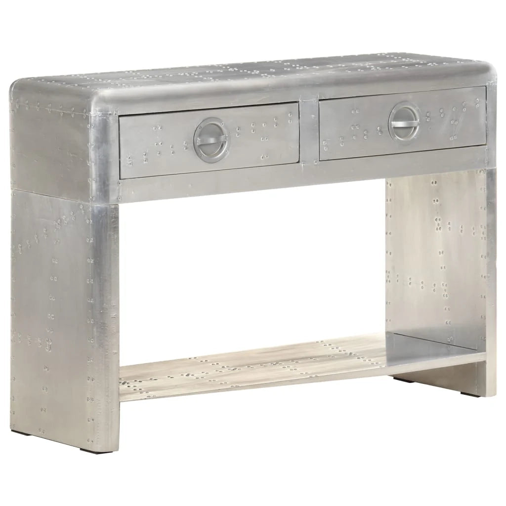 Credenza buffet cassettiera mobile contenitore organizer cucina soggiorno salotto stile aviatore 110 x 35 x 75 cm metallo Argento 02_0031751