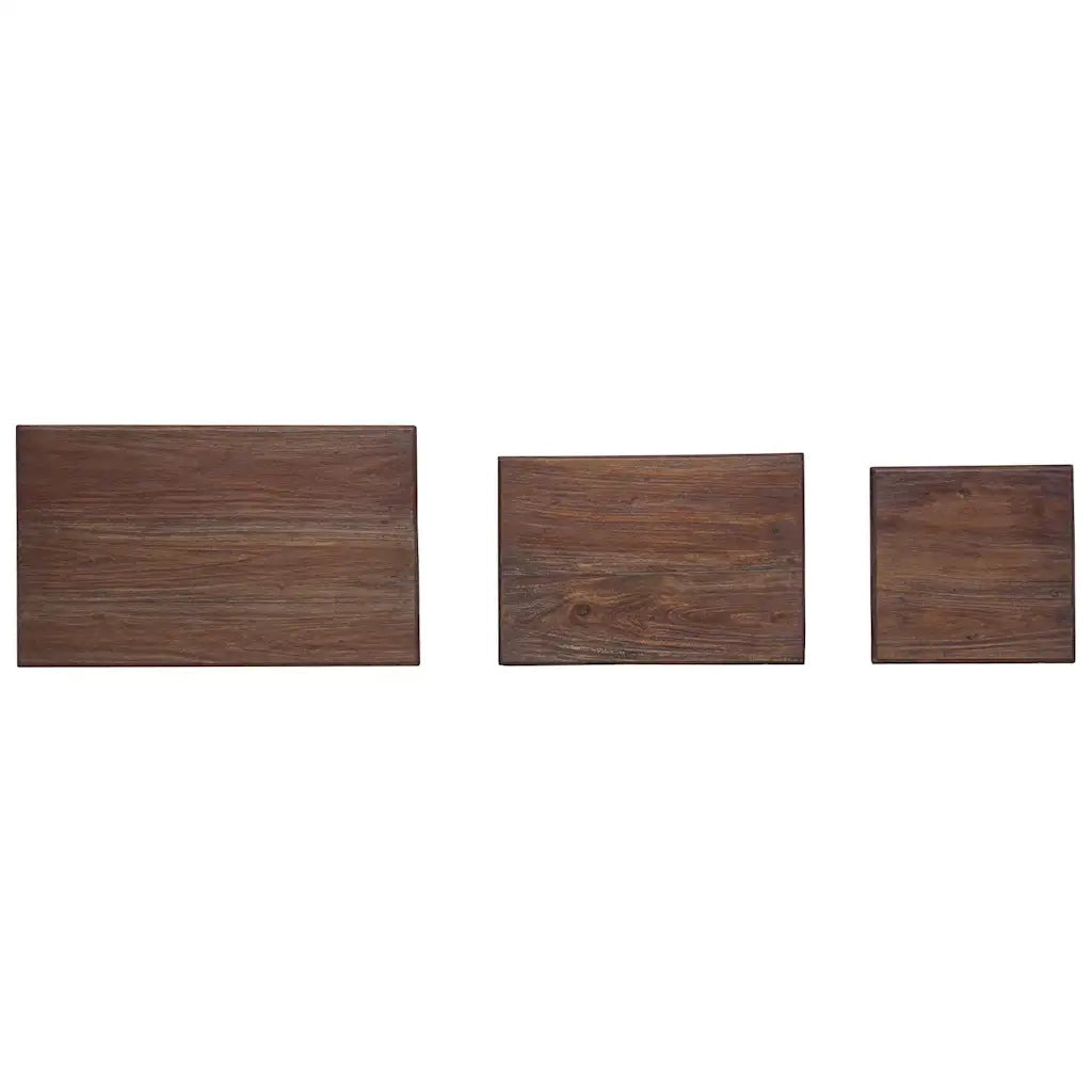Set Tavolini a Incastro 3 pz in Legno Massello di Mogano 244505