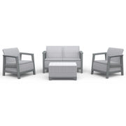 Salotto Salottino da Giardino Scandi Grigio Chiaro 4 Pezzi