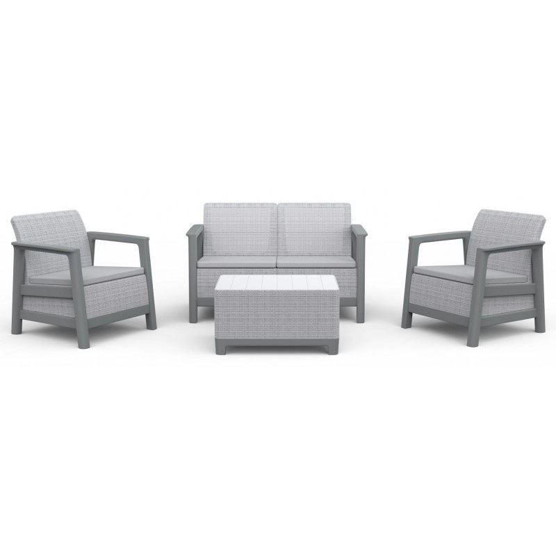 Salotto Salottino da Giardino Scandi Grigio Chiaro 4 Pezzi