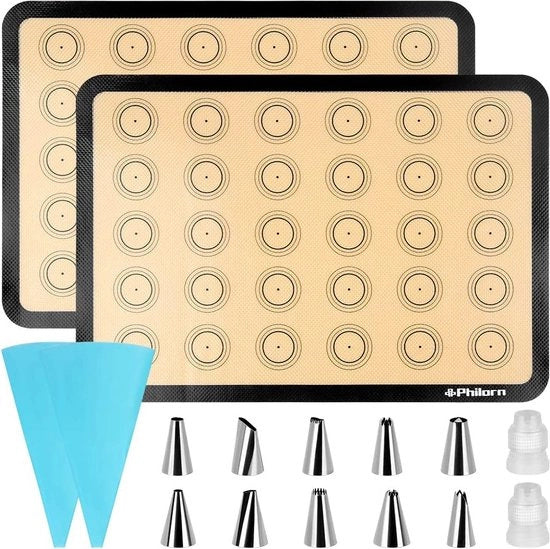 Matte silicone per piatti da forno riutilizzabili, antiscivolo, non aderente, facile da pulire, multifunzionale, nero/rosso, flessibile e non tossico BPA-free (2 pezzi)
