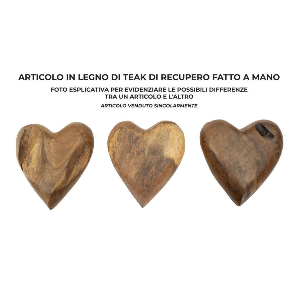 Scultura Cuore 11, Marrone, Legno, 16x14x4,5 cm