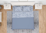 Completo Lenzuola Letto In 100% Cotone Made Italy Disegno Splash - Matrimoniale - Azzurro