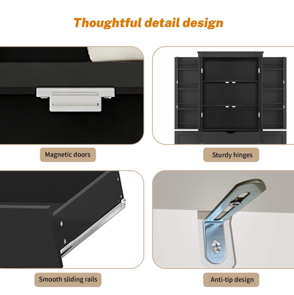Credenza alta multifunzione 182x75x40 cm in MDF nero