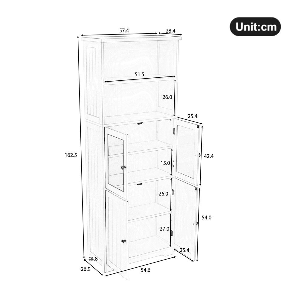 Armadio-Xylo-57.5x28.5x160cm bagno grigio vetro ripiani