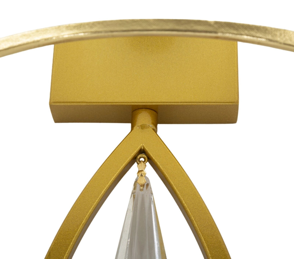 Lampada da Muro Vienna 16x15x50 cm in Ferro e Tessuto Oro e Bianco