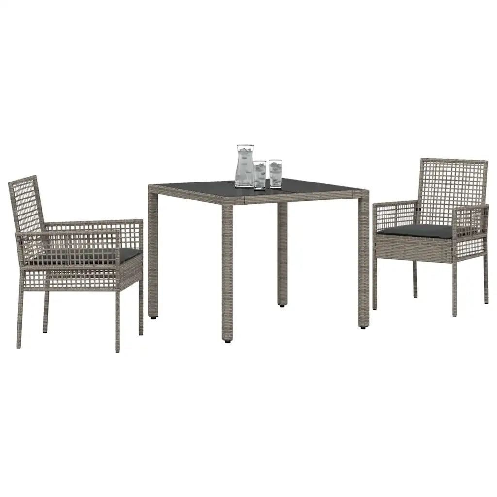 Set da Pranzo per Giardino 3 pz | Set Salotto da Giardino Grigio polyrattan