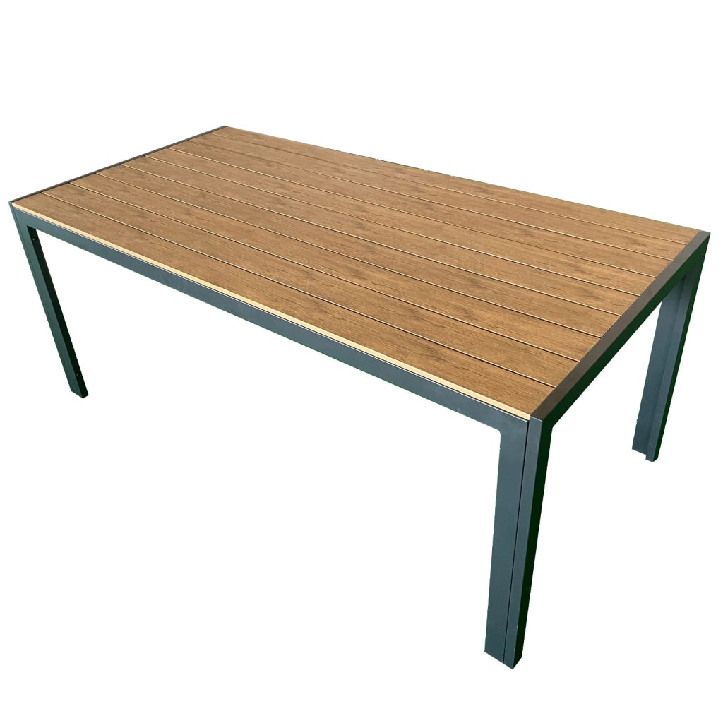 Marvin Tavolo da Pranzo per Esterni Giardino in Alluminio e Polywood Effetto Legno – Design Mo Antracite / Legno 180cm