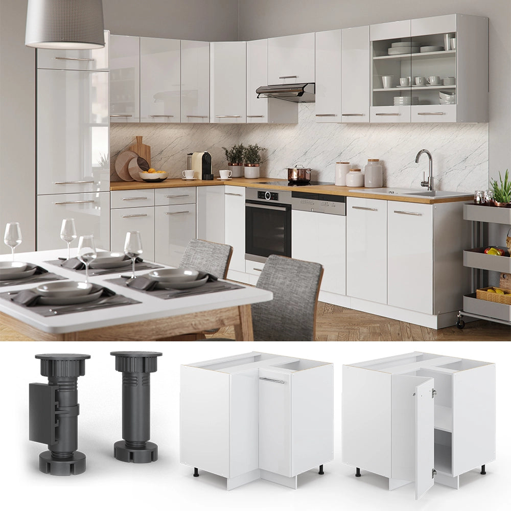 Vicco Mobile ad angolo cucina Bianco lucido 80.5 cm senza piano di lavoro