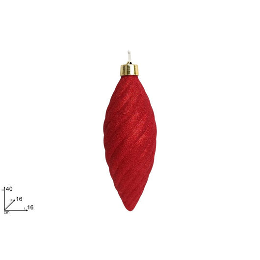 DECORAZIONE A GOCCIA GRANDE 40CM CON GLITTER ROSSO DI DUESSE CHRISTMAS