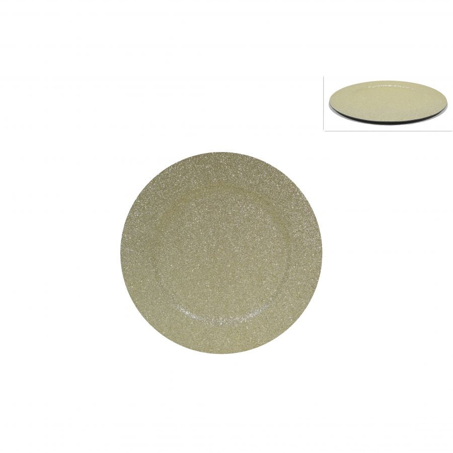 SOTTOPIATTO GLITTERATO 33 CM CHAMPAGNE