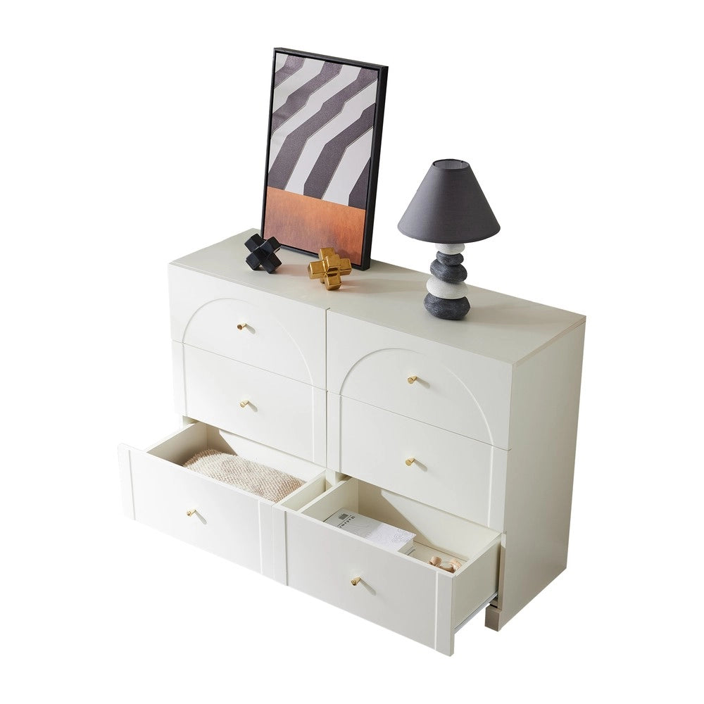 Cassettiera con 6 Cassetti ¨C MINIMAL ¨C Bianco, Mobile per Soggiorno e Camera, 120x40x82 cm