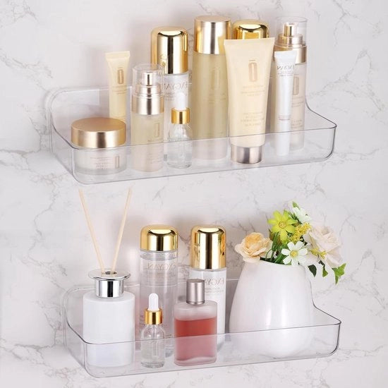 Pannelli per Bagno in Legno Autoadesivi Senza Foratura per Doccia - 25kg di Capacità di Sostegno - Comparto per Shampoo - Disegno di Drenaggio