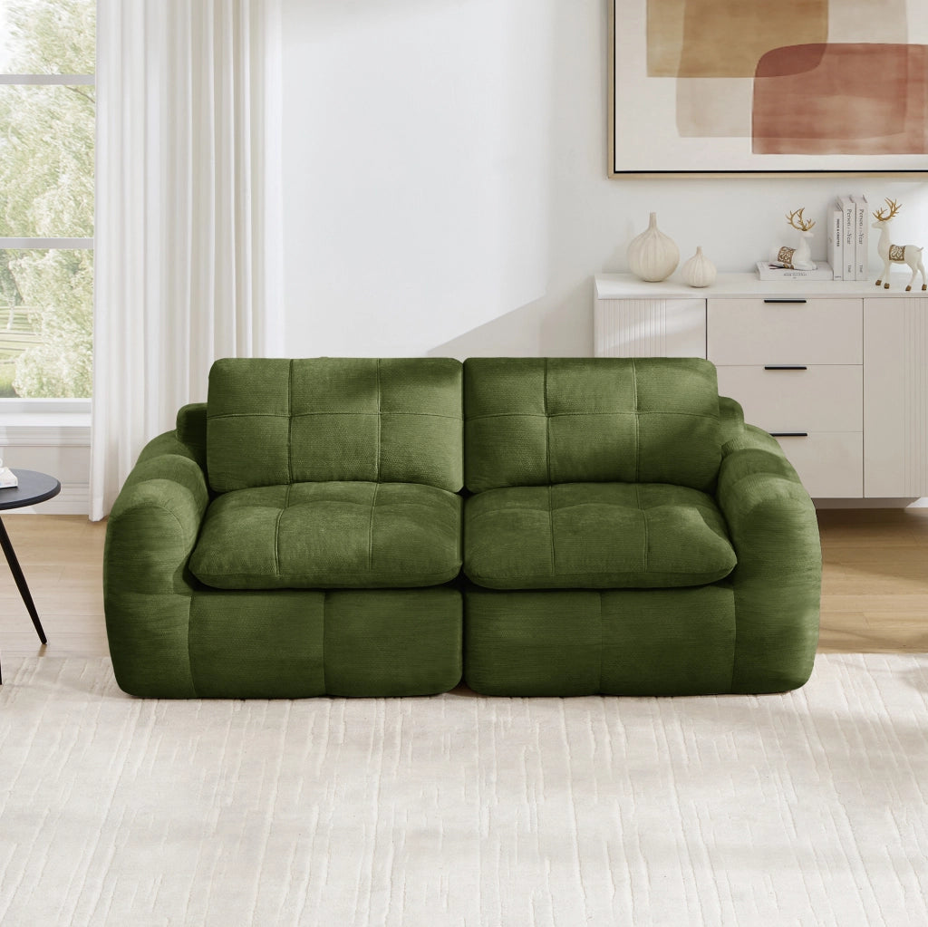 Divano modulare in chenille verde 194x97x68 cm
