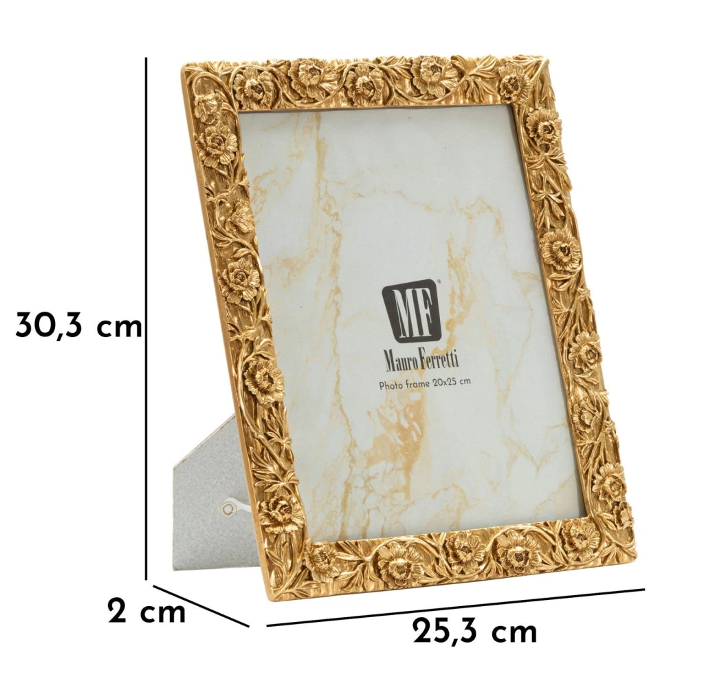 Cornice Poppy 25,3x2x30,3 cm in Resina e Vetro Oro