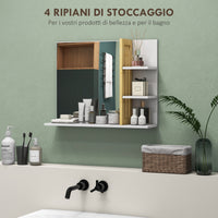Specchio da Bagno 45x15x58,5cm con Ripiani e Mensole in MDF Bianco