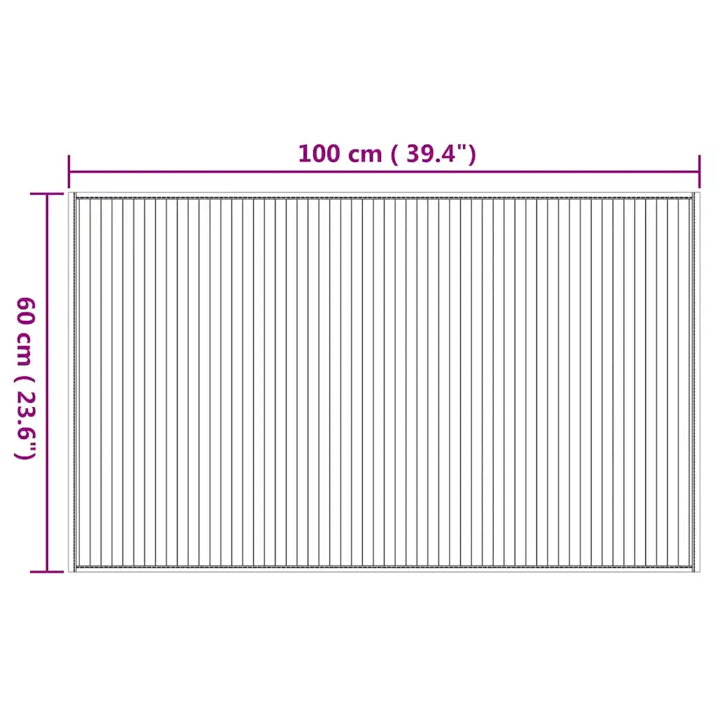 Tappeto Rettangolare Naturale 60x100 cm in Bambù 376829