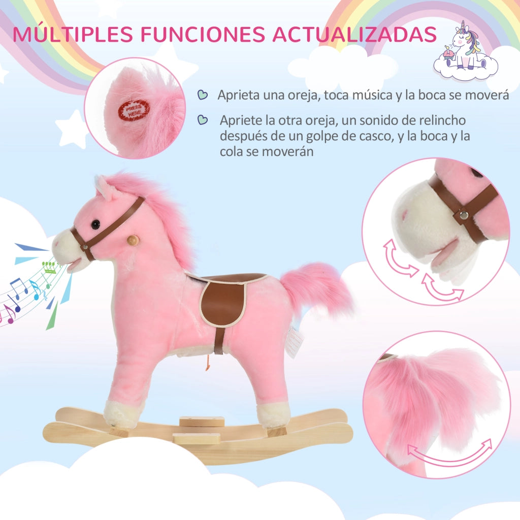 Cavallo a Dondolo Morbido ¨C zephmum ¨C 65x32,5x61 cm Rosa