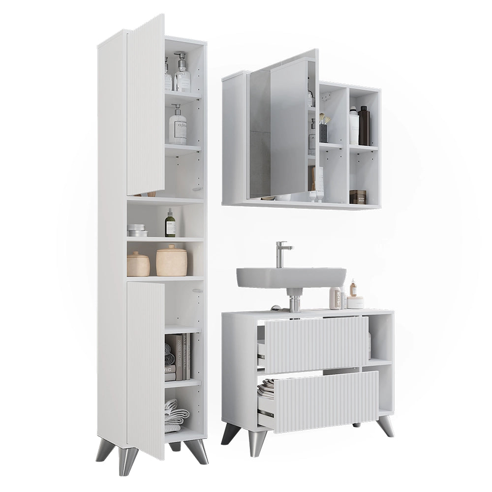 Vicco Set di mobili da bagno Bianco 80 cm, set 3