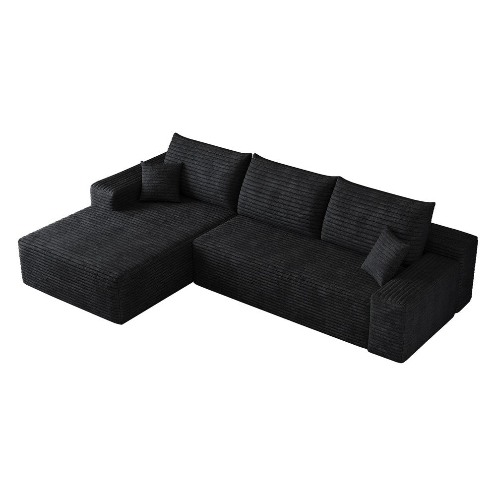 Divano angolare con chaise longue ¨C Minimal ¨C nero tessuto 270cm