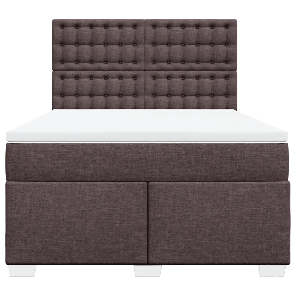 Giroletto a Molle con Materasso Marrone Scuro 160x200cm Tessuto