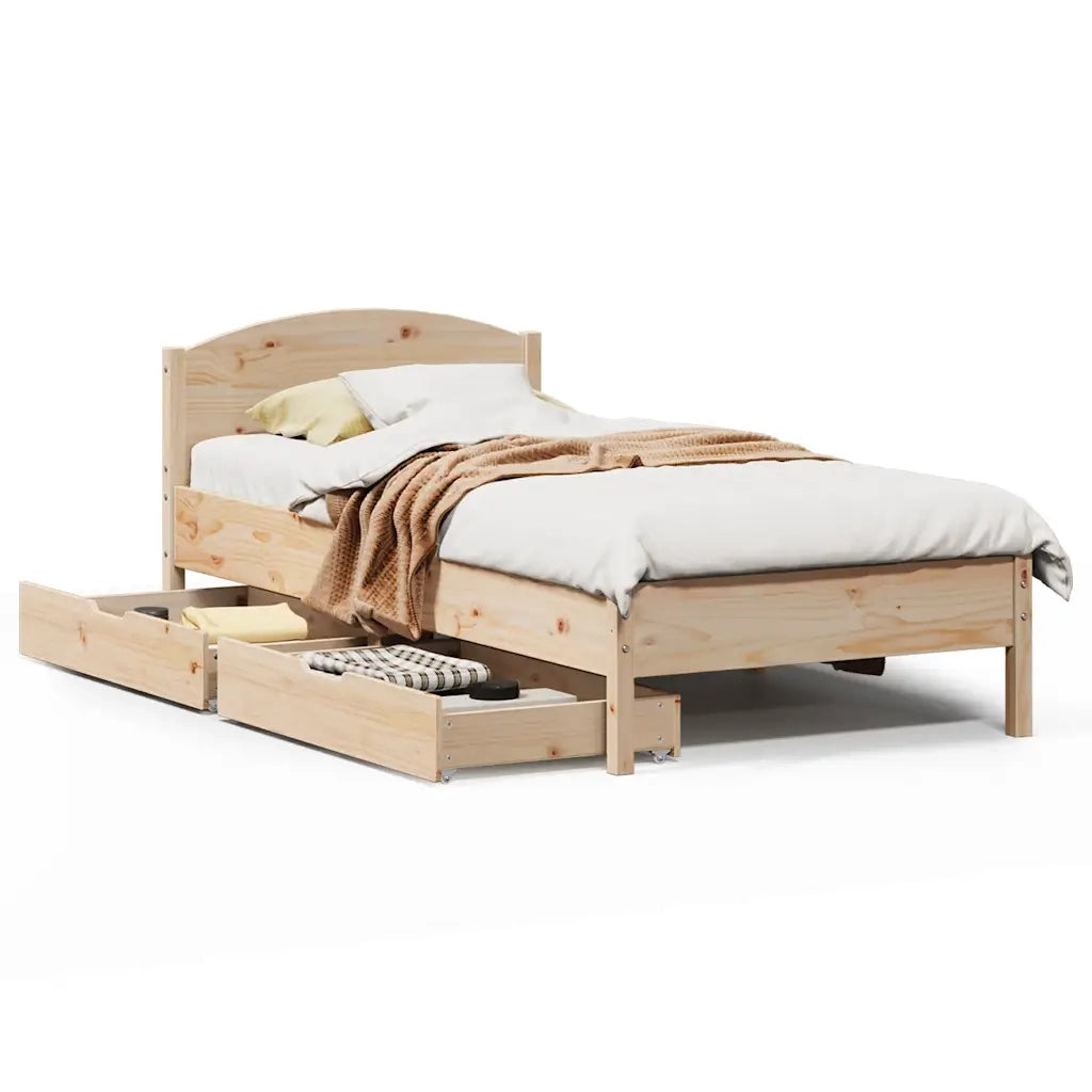 Letto senza Materasso 75x190 cm in Legno Massello Pino