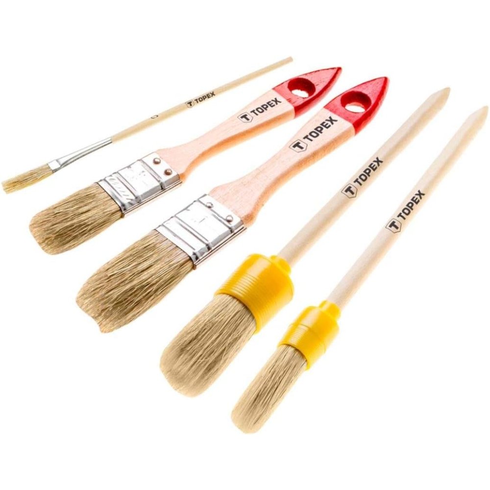 Topex 20b816 set di penneli con n vello naturale, 5 pz
