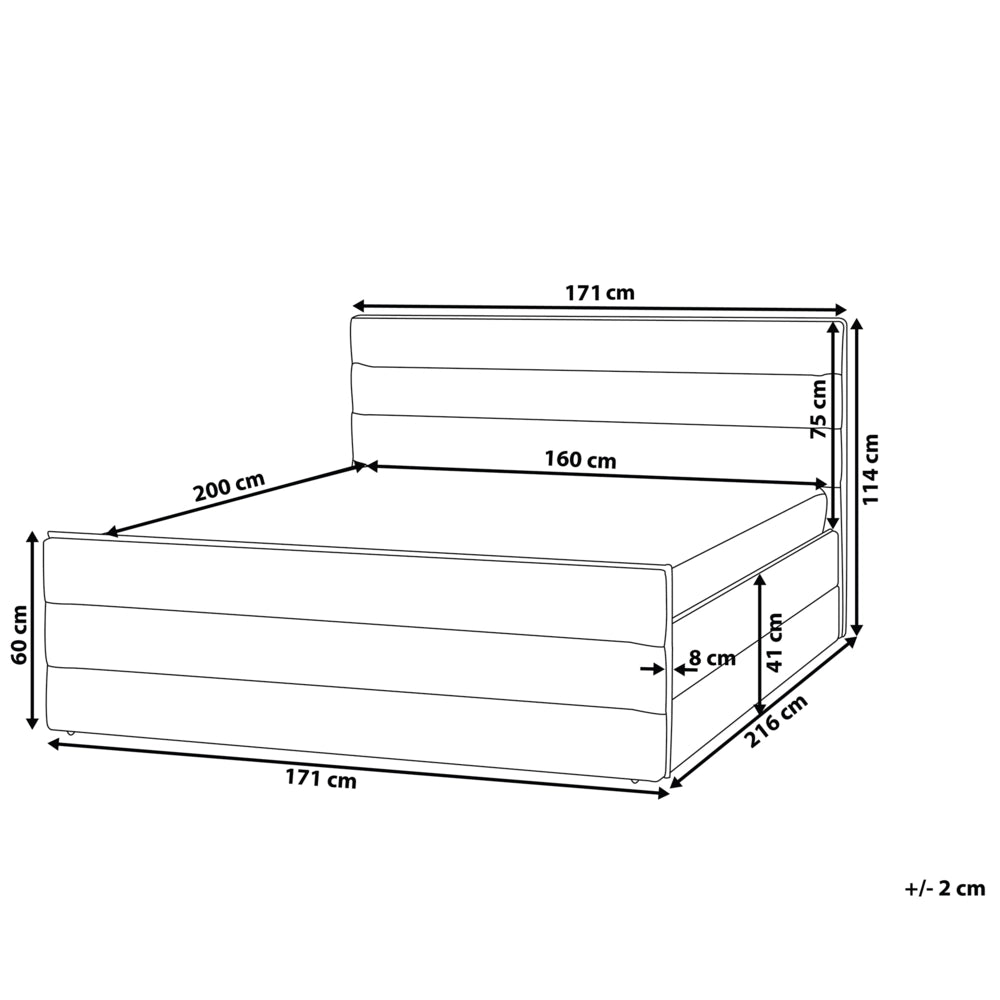 Letto Imbottito in Tessuto Grigio Scuro Rete a Doghe 160 x 200 cm