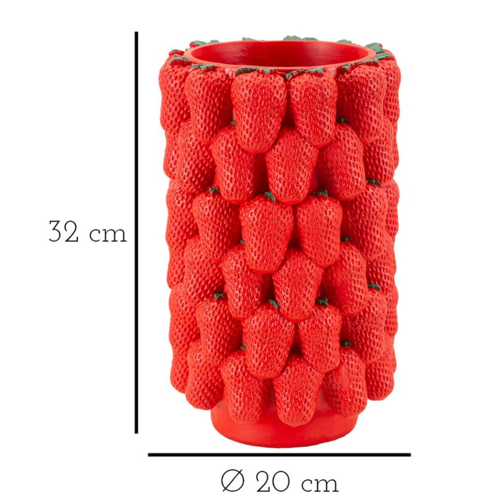 Vaso Decorativo Fragole, Rosso, Poliresina, 20x20x32 cm