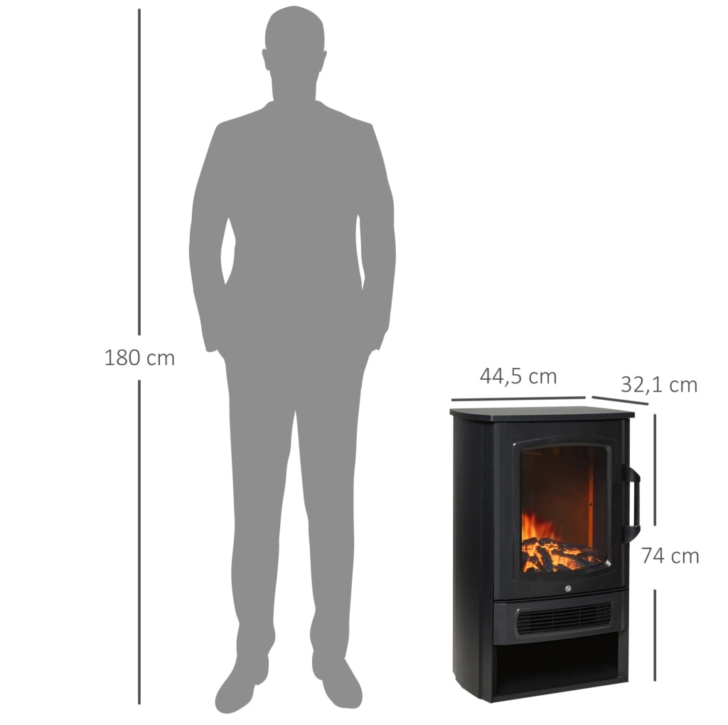 Camino elettrico nero con effetto fiamma e termostato