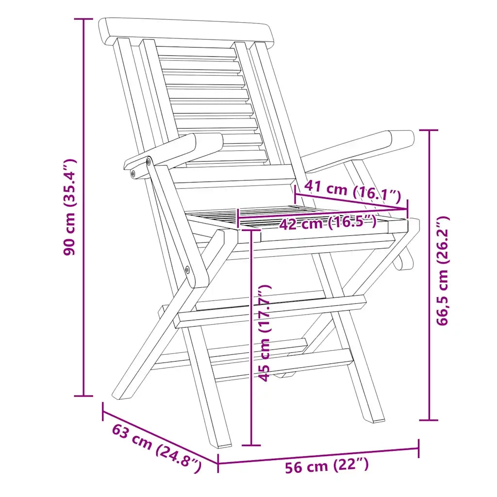 Sedie da Giardino Pieghevoli 2pz 56x63x90cm Legno Massello Teak 362756