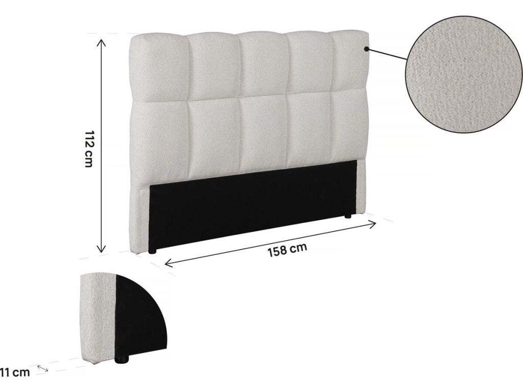 Testiera a bolle in tessuto spesso "Alpe d'Huez" - 140 cm - Beige