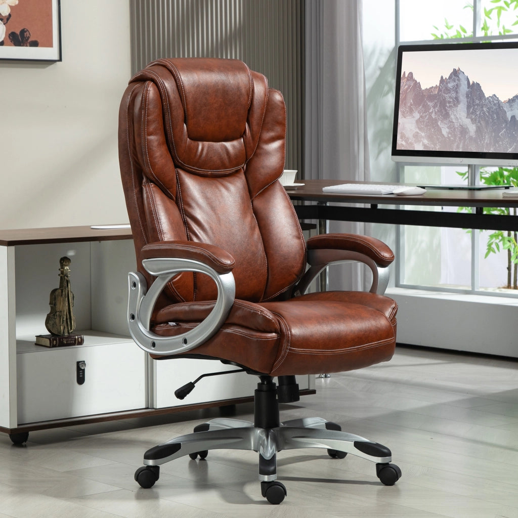 Sedia da ufficio con rotelle e basculante ¨C Zephmum ¨C Marrone 66x75.5x115.5-124.5 cm
