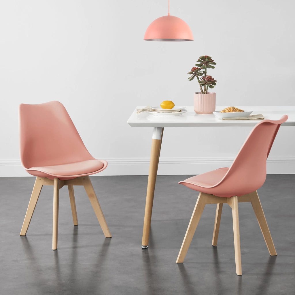 Set Fläten di 4 Sedie da Sala con Seduta Imbottita Rivestimento in Similpelle Rosa [en.casa]