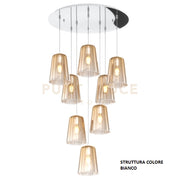 SOSPENSIONE BIANCO TONDA 8 LUCI AMBRA 1164BI-S8 T-AM