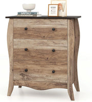 Cassettiera a 3 Cassetti Pieghevoli in Tessuto, Comò Camera da Letto in Legno, Mobiletto Cucina con Maniglie e Kit Antiribaltamento, Armadietto per Soggiorno, 67,5x38,5x76,5cm (Caffè)