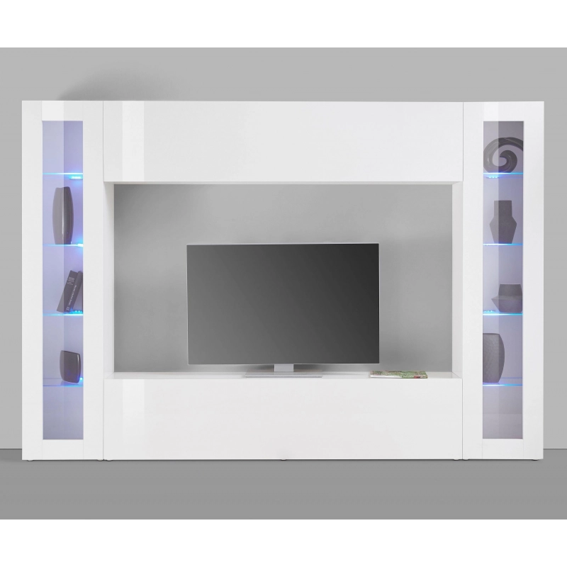 Parete soggiorno Maruska 2 vetrine– 260x180x30 – Bianco Lucido
