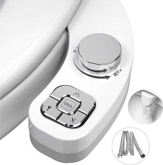 Bidet Opzetstuk Non Elettrico - Auto Pulizia Doppio Getto - Regolazione Pressione Acqua - Argento