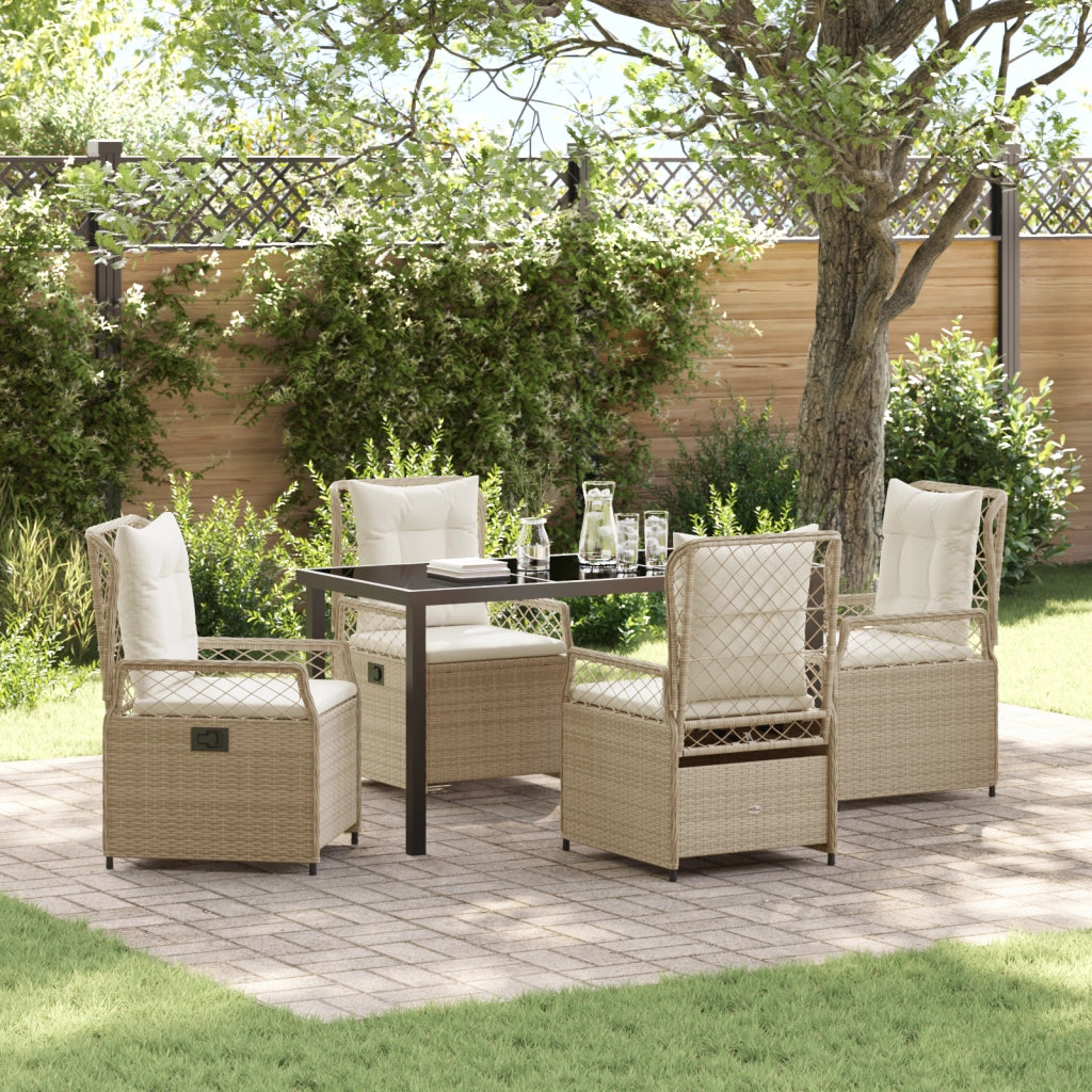 Set da Pranzo da Giardino in 5 Pezzi Beige in Polyrattan