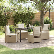 Set da Pranzo da Giardino in 5 Pezzi Beige in Polyrattan