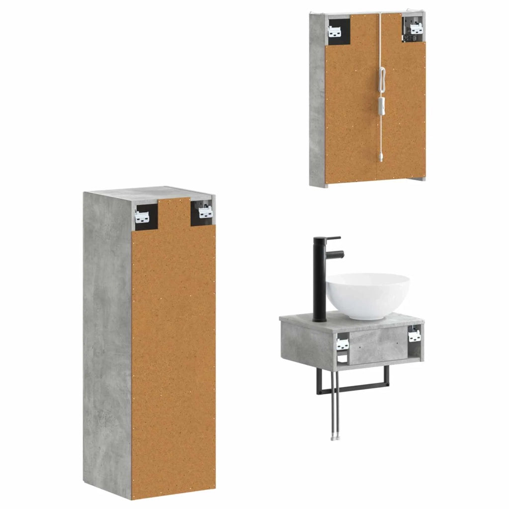 Set di Armadi da Bagno 4 pcs Grigio Cemento 43 x 11,5 x 60,5 cm 3407378