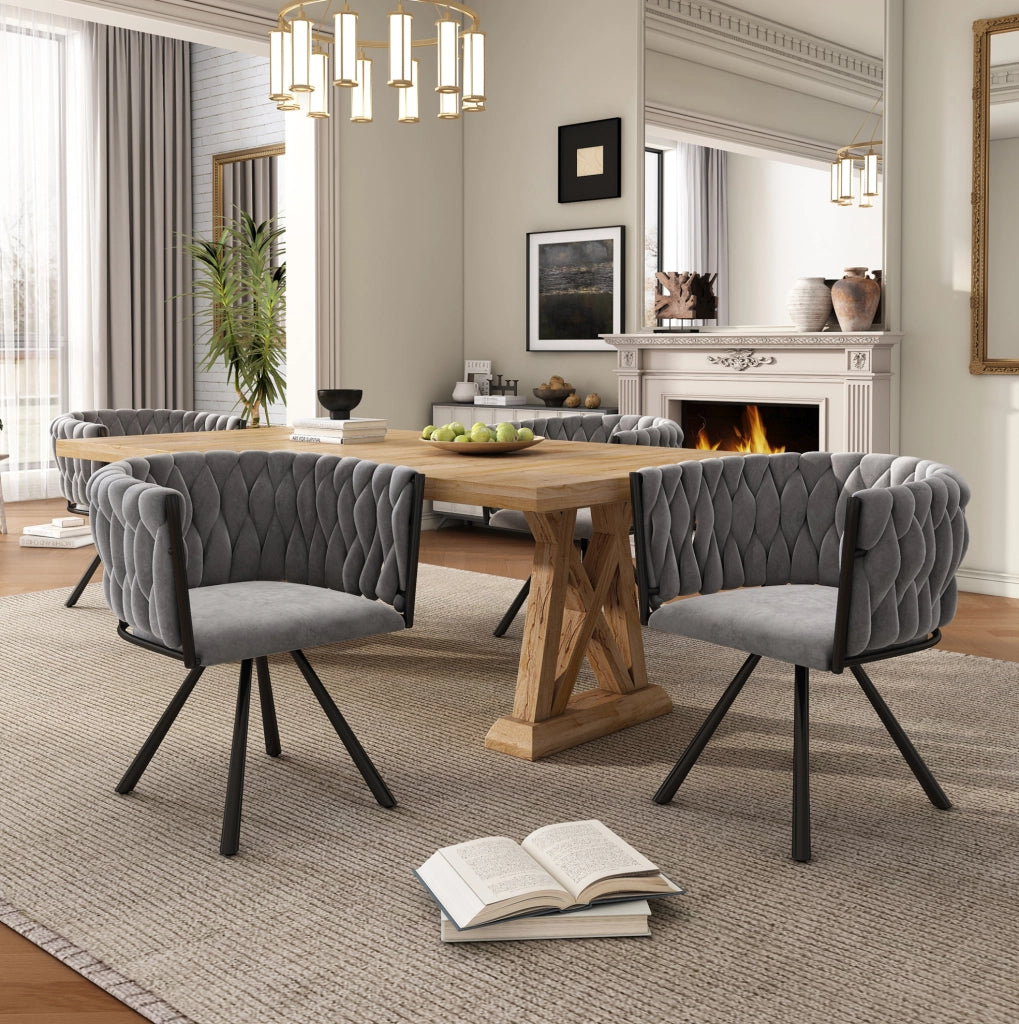 Set di 2 sedie girevoli 360° in velluto grigio